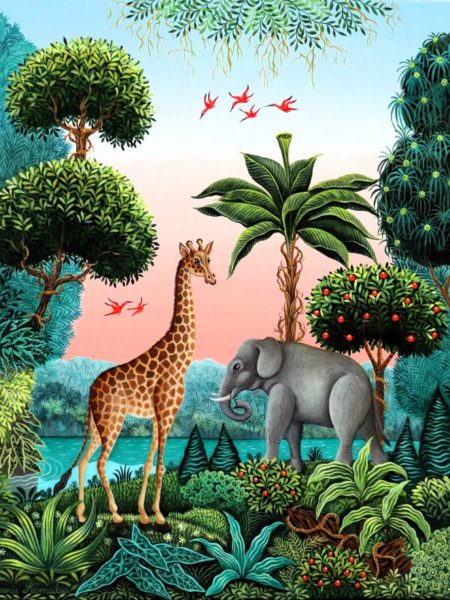 Rencontre de la girafe et de l’éléphant